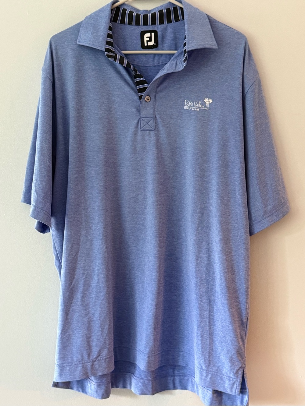 FootJoy Light Blue Men's Palm Valley Polo with Striped Inner Placket